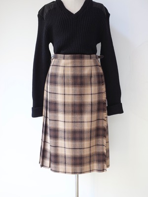 Scotland wool checked wrap skirt