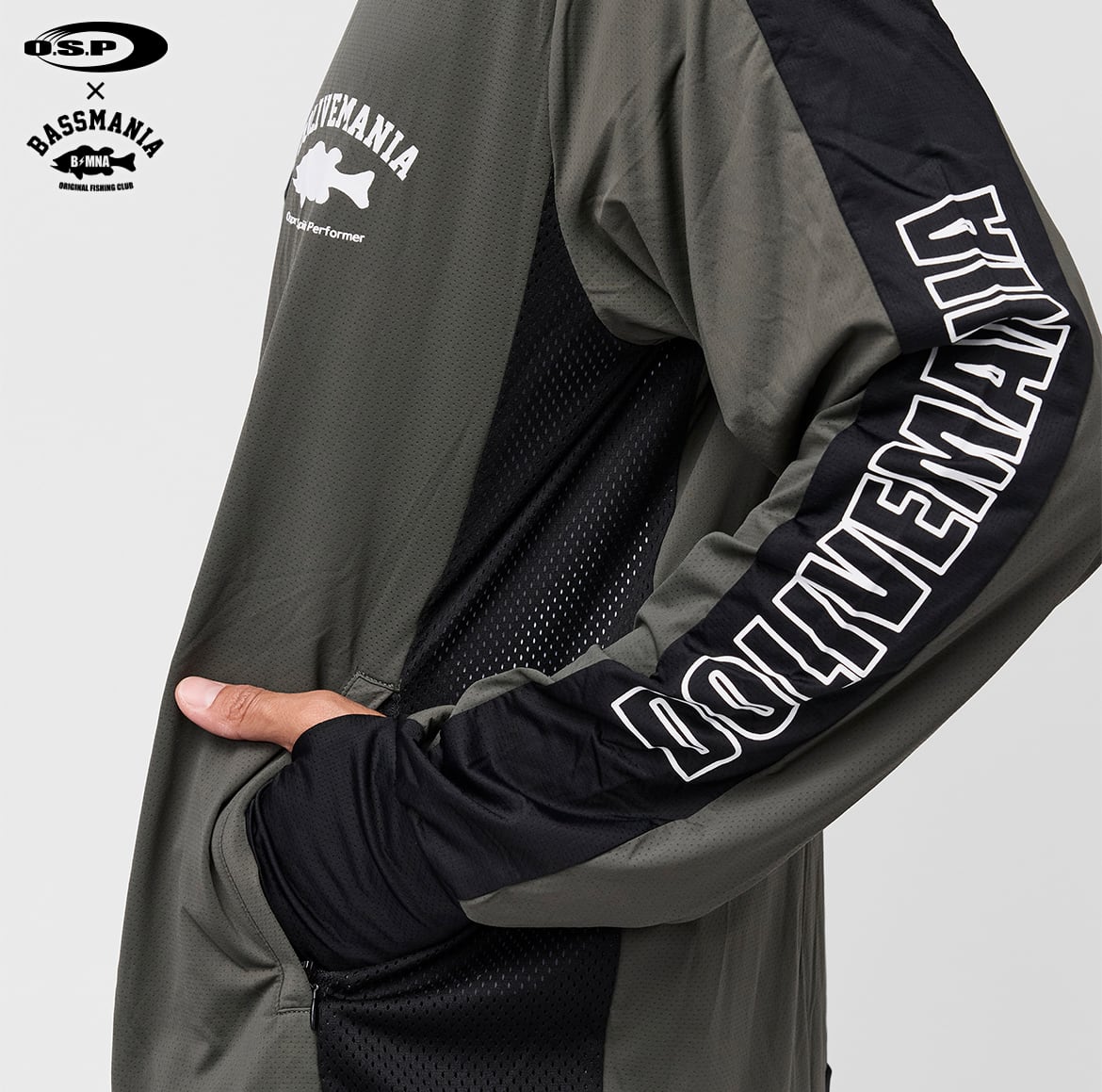 O.S.P×BASSMANIA】UVドライメッシュプルフーディ［GRY×BLK］［LIMITED