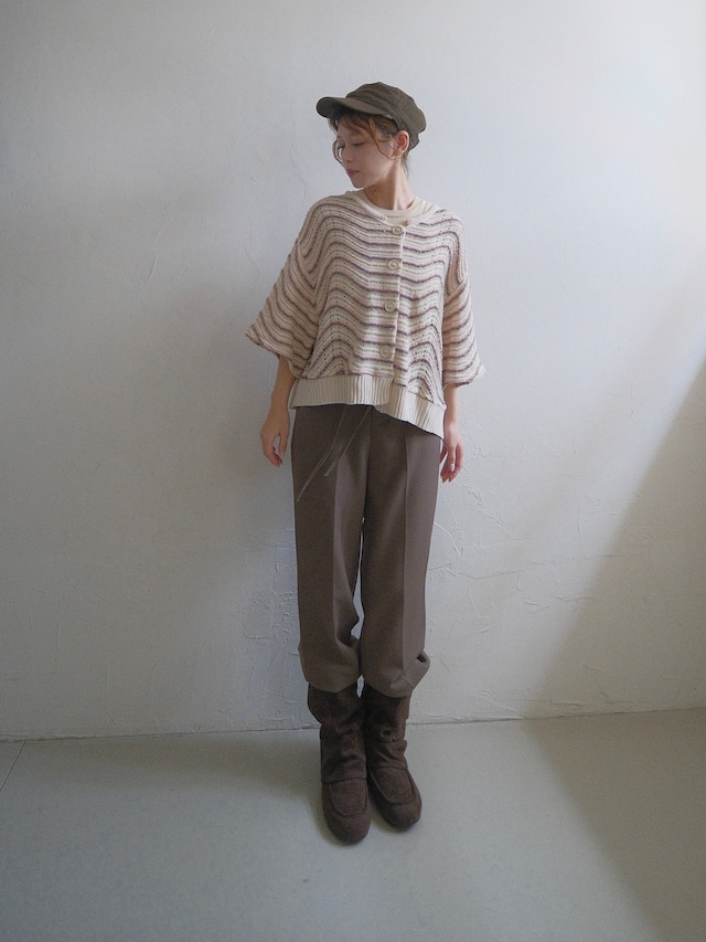 Wavy Stripe Knit Cardigan / PINK