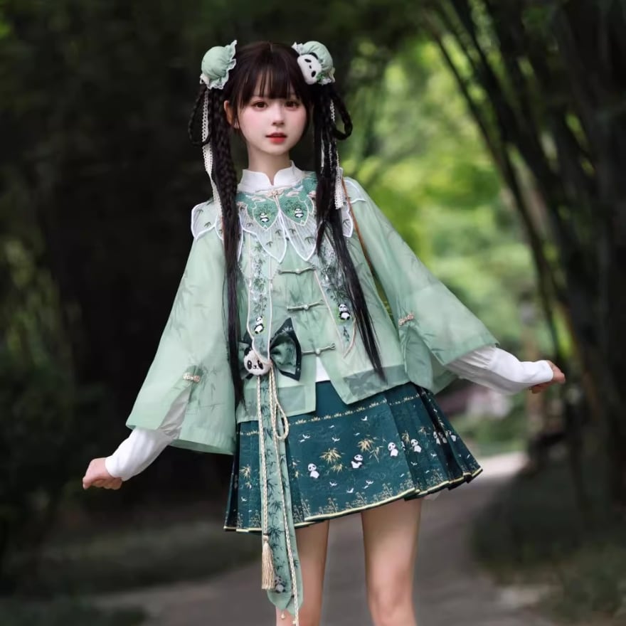 中華ロリィタ チャイナ風 セットアップ 3点セット かわいい パンダ