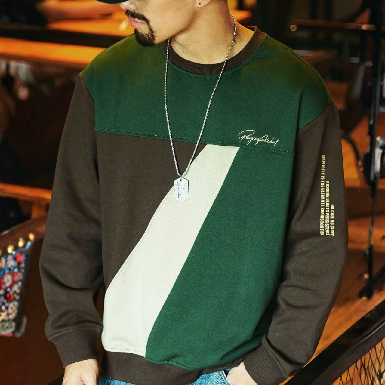 バイカラー クルーネック プルオーバー スウェット 00605