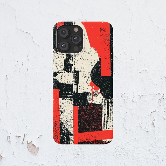 受注生産 iPhoneケース 赤黒チェッカーの紙片コラージュ｜ZINE風 ZINE042A