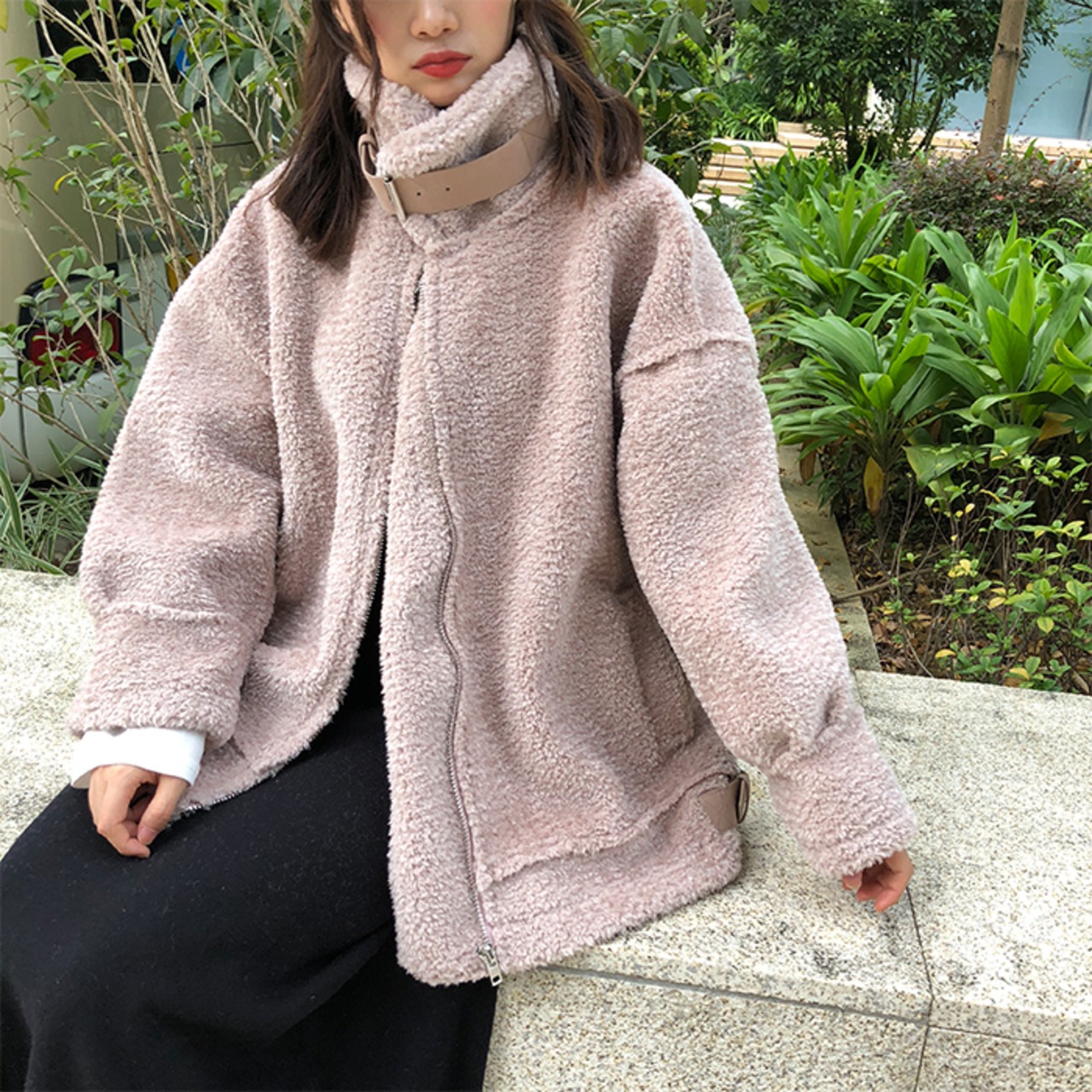 ボアブルゾン ボアアウター レディース ボアコート 大きいサイズ 