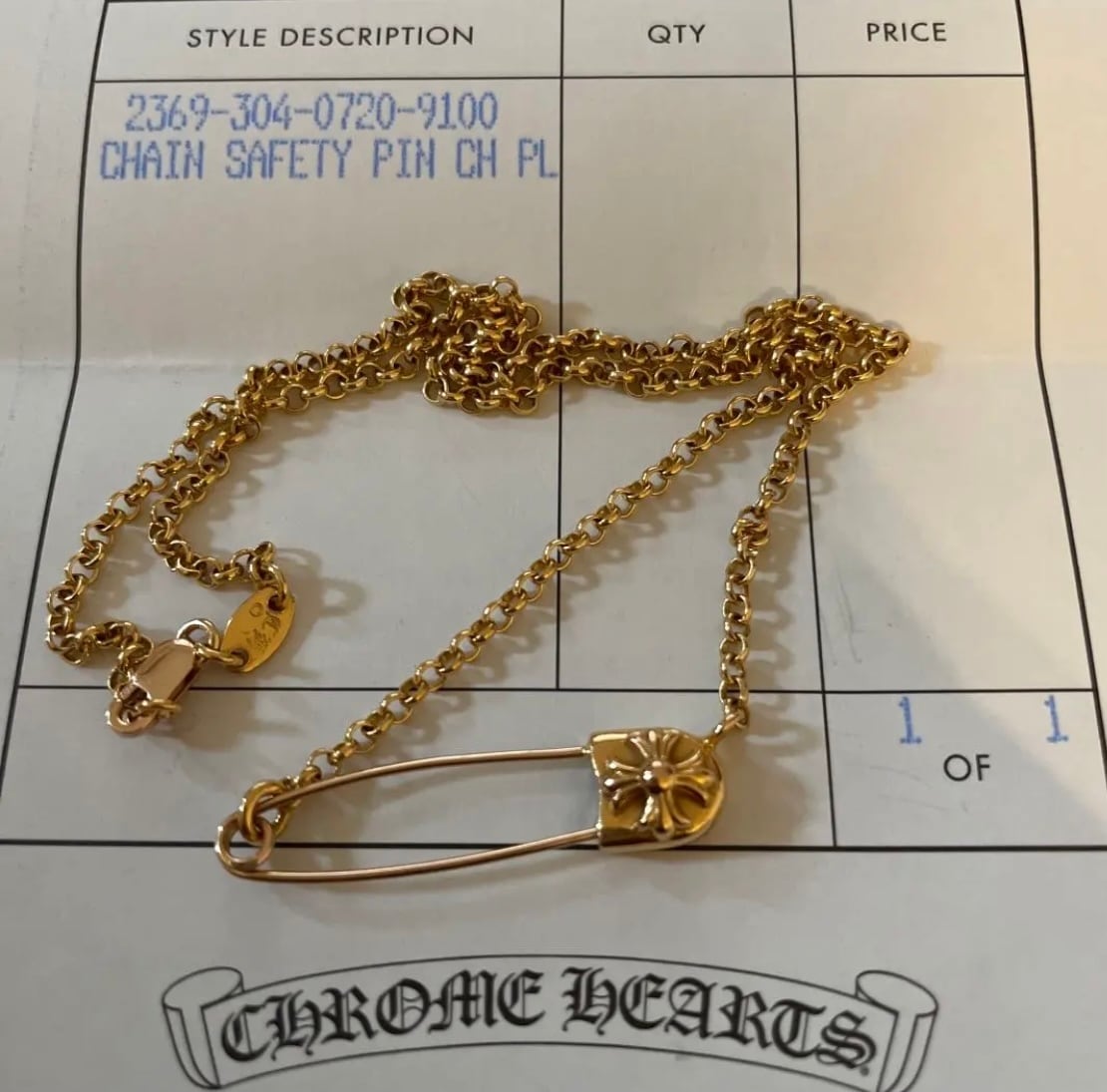 CHROME HEARTS クロムハーツ 22k セーフティピン ロールチェーン ネックレス | chromehearts