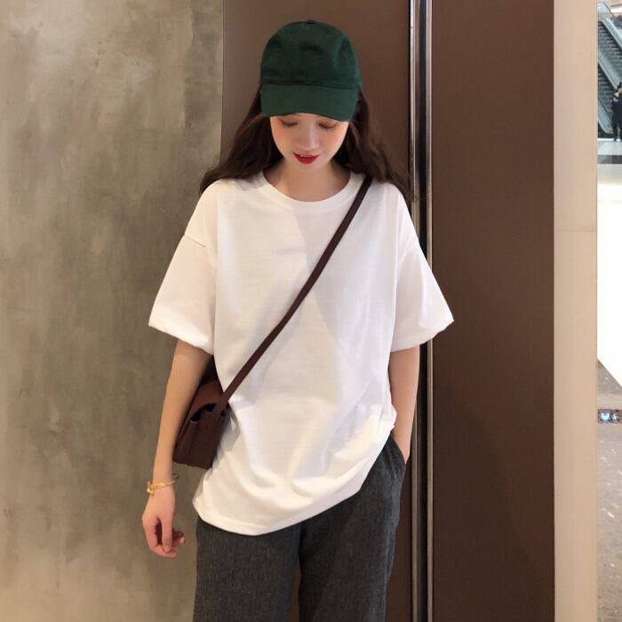 ホワイトシャツ スプリングオータムスタイルルーズTシャツ 春物 秋物 1号婦人68913519674