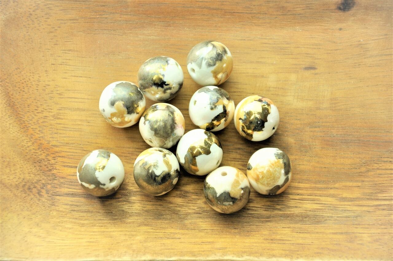 b - 4 つやつや陶器(おうど× ぐれー) 約16mm