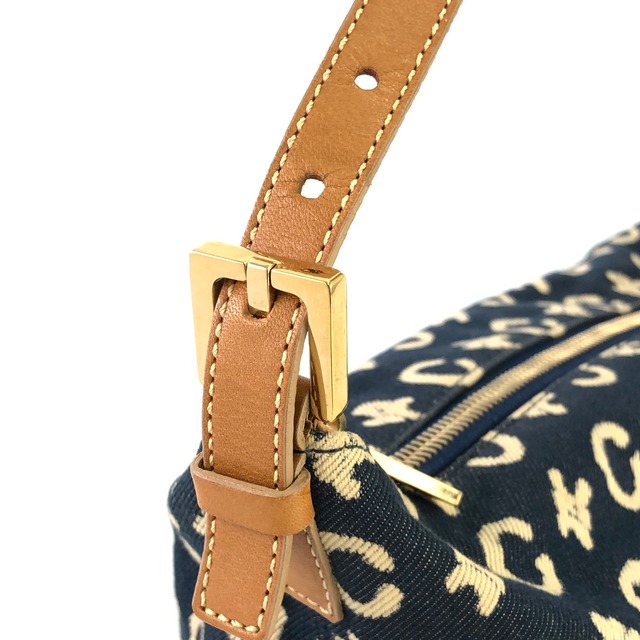CELINE セリーヌ　Cマカダム　ブラゾン　デニム×レザー　ミニバッグ　ハンドバッグ　バニティ　インディゴ　オールドセリーヌ 　ヴィンテージ 　vintage　5nki6f