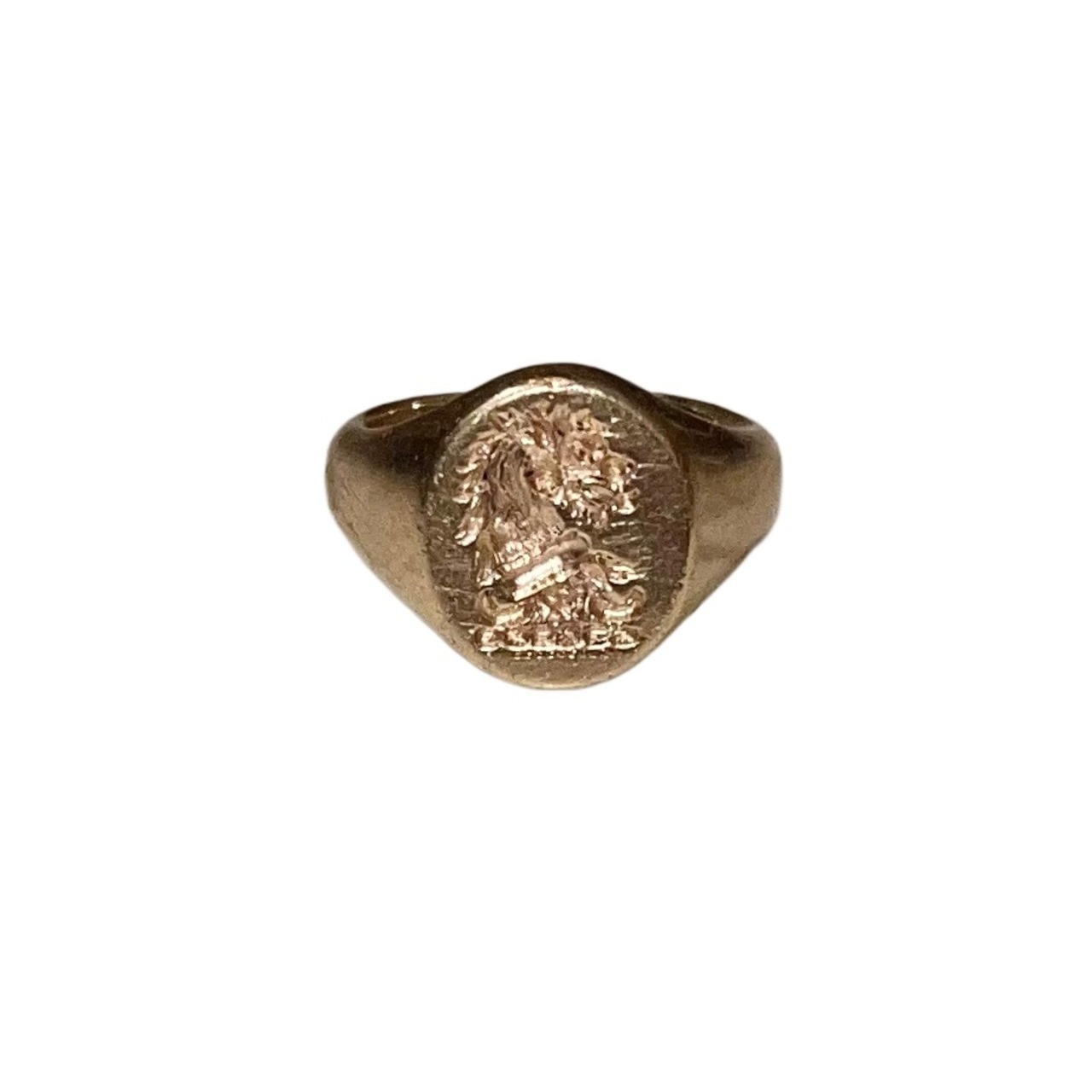 antique 9ct gold intaglio ring " lion "