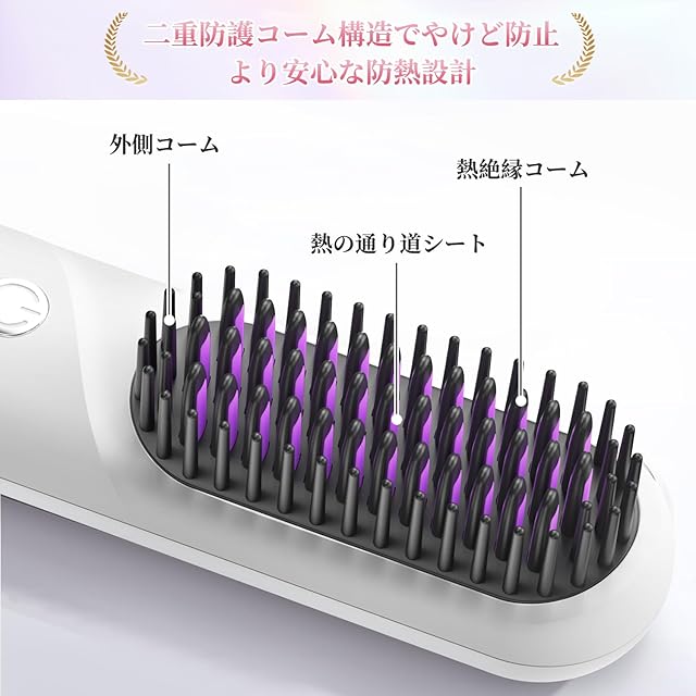 ストレートアイロン anfei ヒートブラシ ヘアアイロン 「サロン級ツヤ