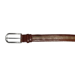 BRIONI combi-color crocodile leather belt with engraved buckle