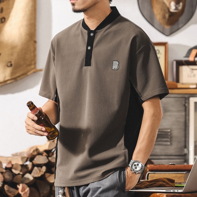 コントラストヘンリーカラーポロシャツ 225964