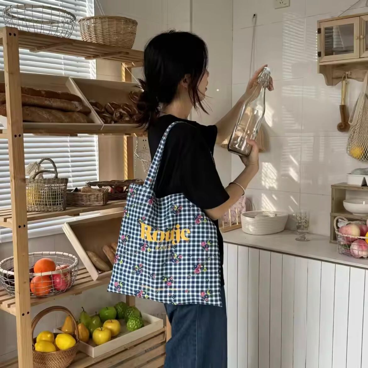 multi pattern tote bag