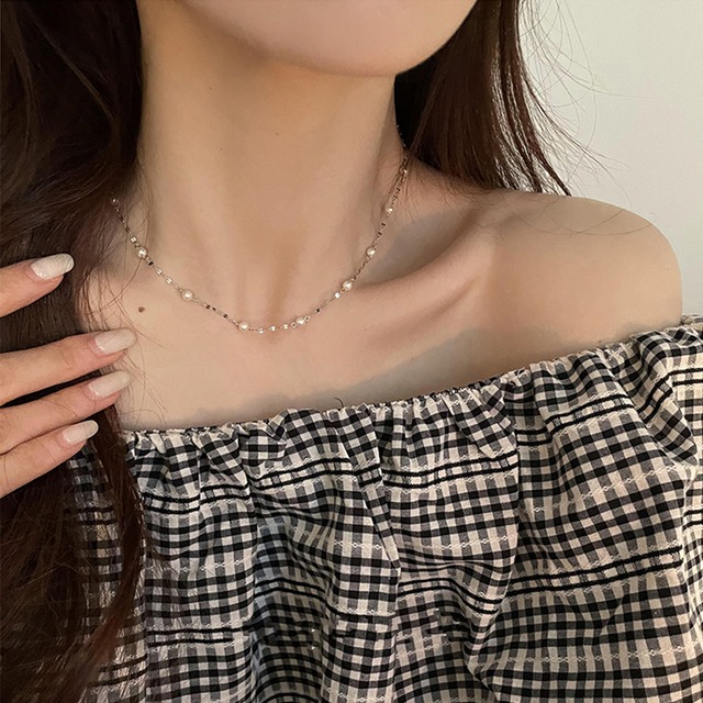 suzyaccシルバー天の川パールネックレス