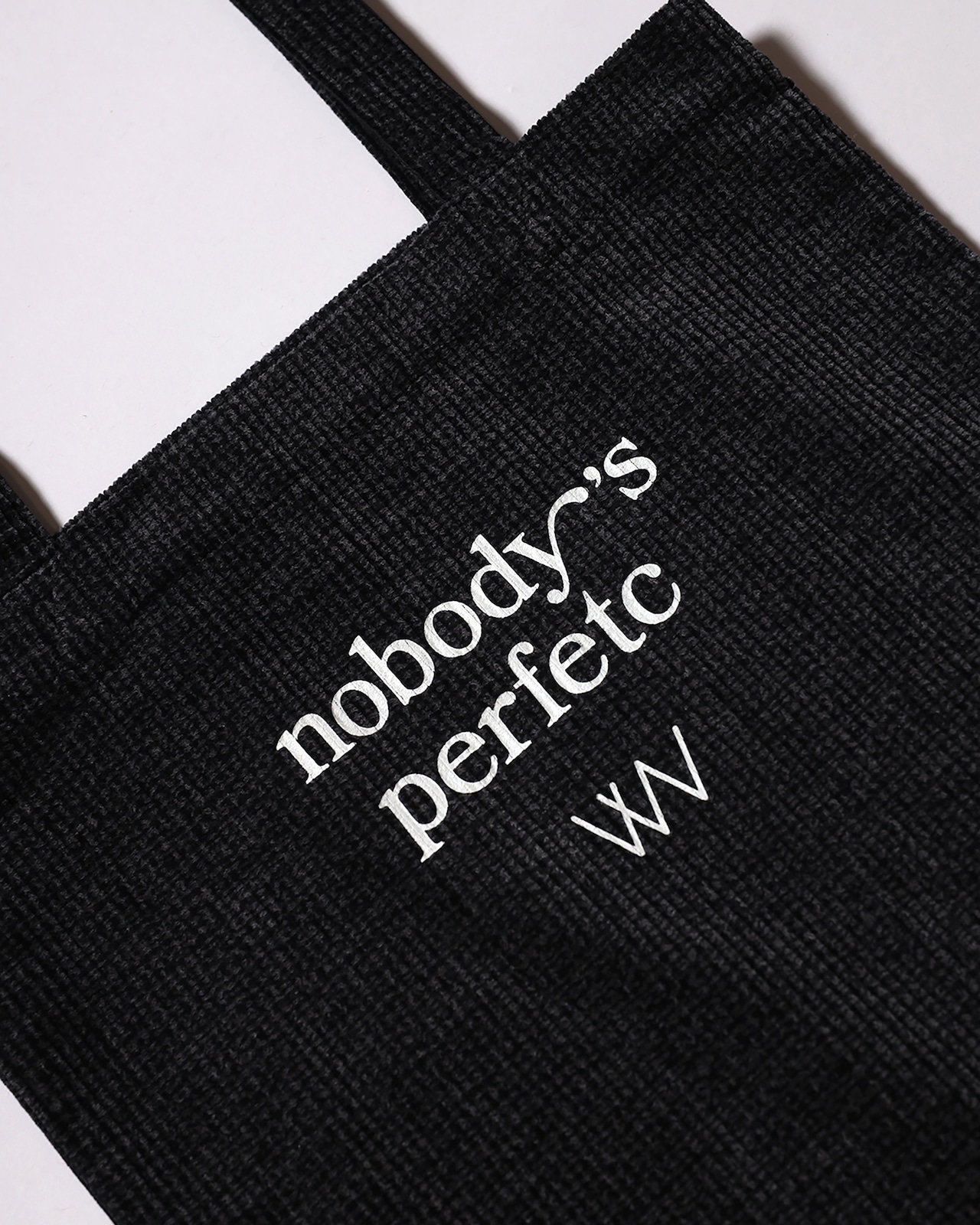WV Original / nobody’s perfetc Tote Bag - Black Corduroy