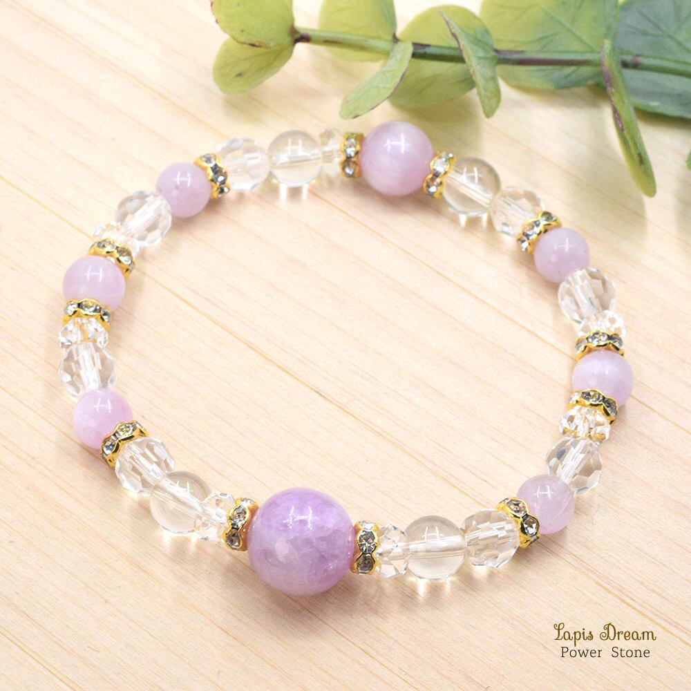 疲れた心を癒やすお守り | クンツァイトと本水晶のパワーストーン ブレスレット