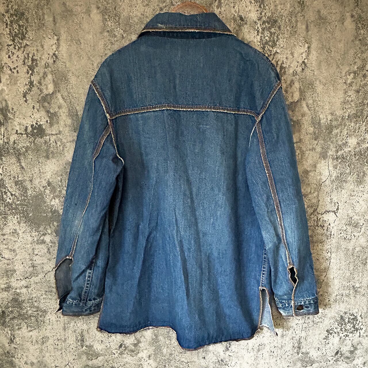 70s Vintage JC Penney JCペニー デニム ラグシャツ Blue Denim Rag