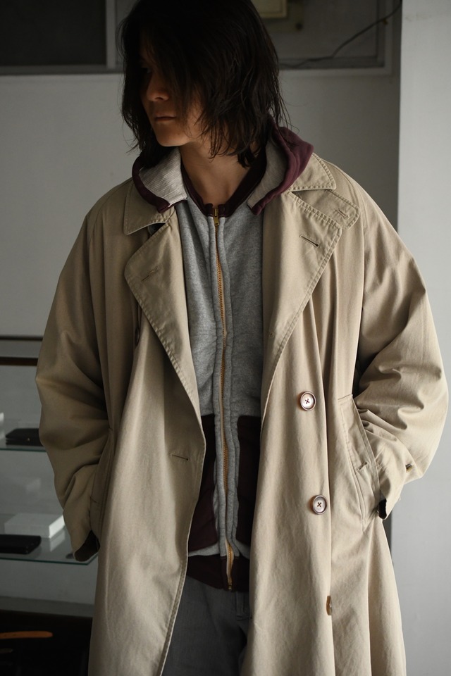 A.PRESSE / Vintage Attached Hood Zip Parka (GRAY×BURGUNDY)