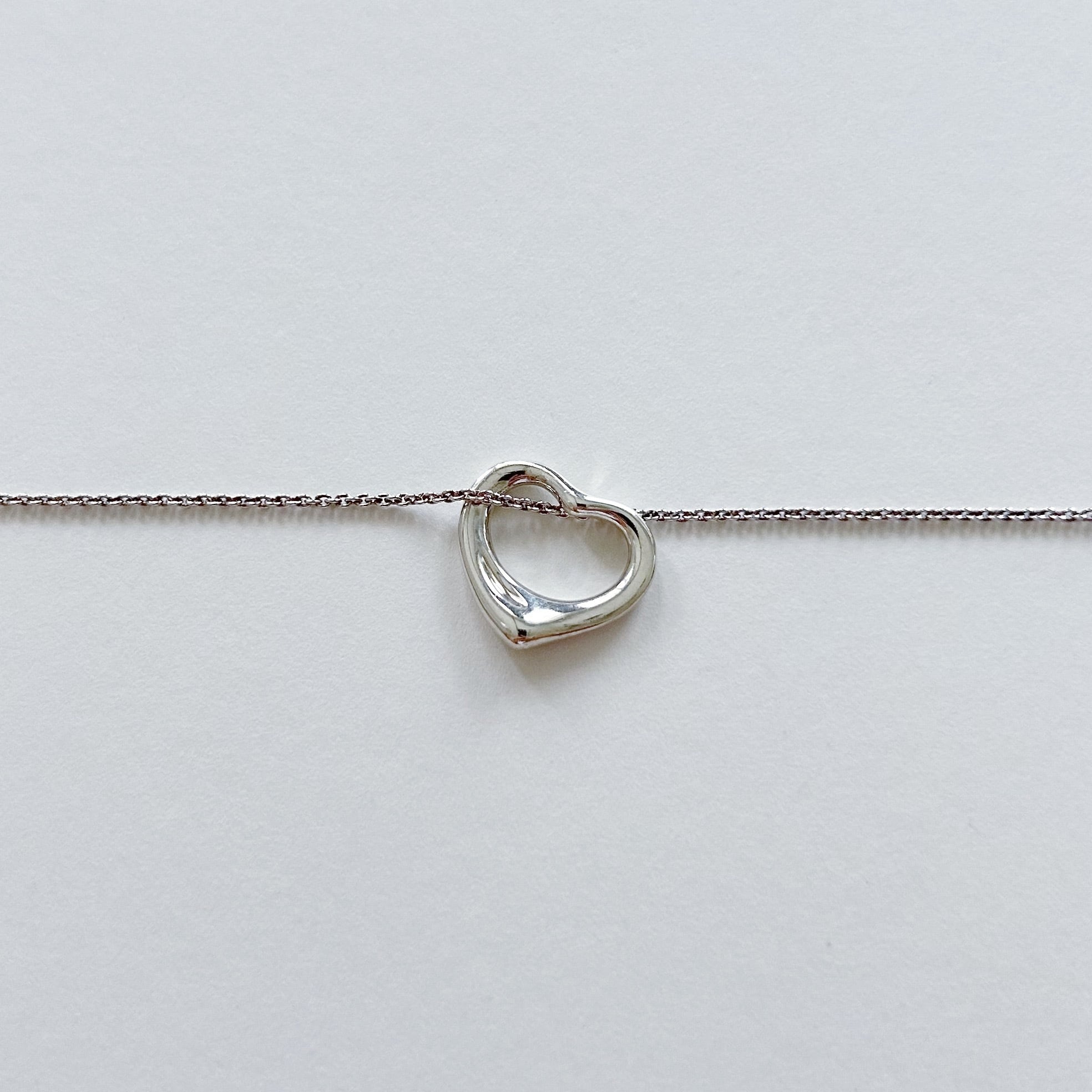 T7052】Tiffany&Co. open heart necklace small/silver925