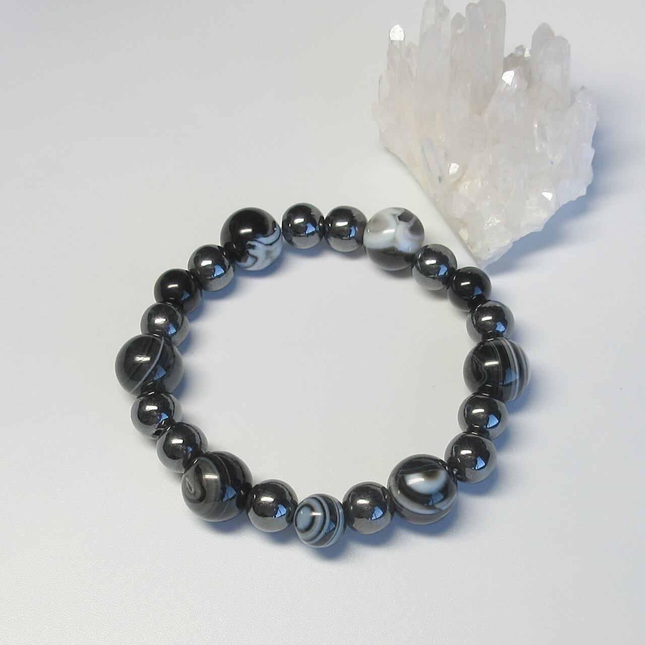 メンズ】魔除け・目標達成のお守りに☆天眼石×ヘマタイトブレスレット