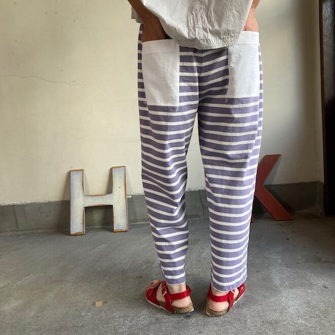 快晴堂 レディース メンズ パンツ ボーダーのゆったりパンツ HAYATE