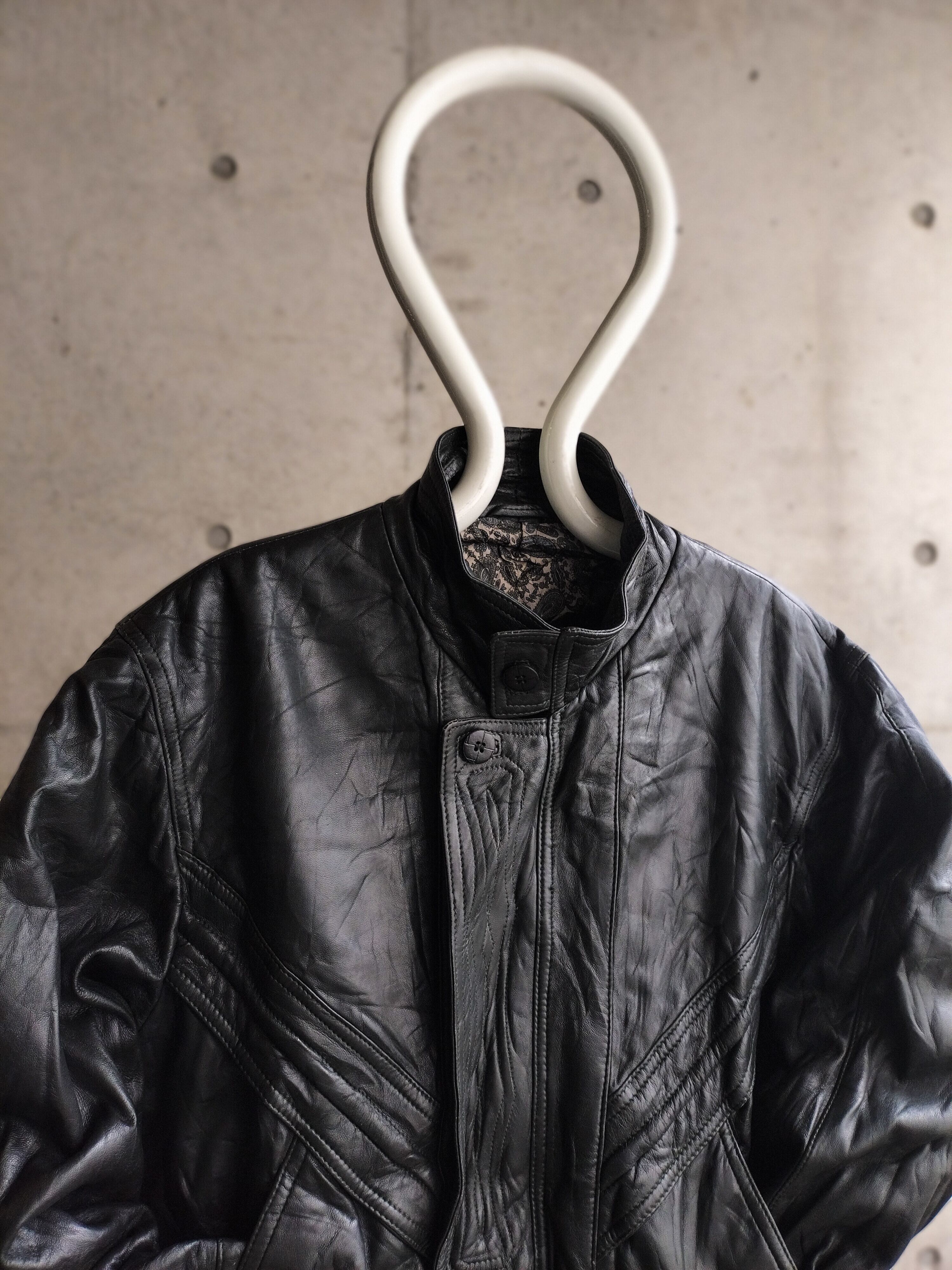 vintage dark green leather blouson