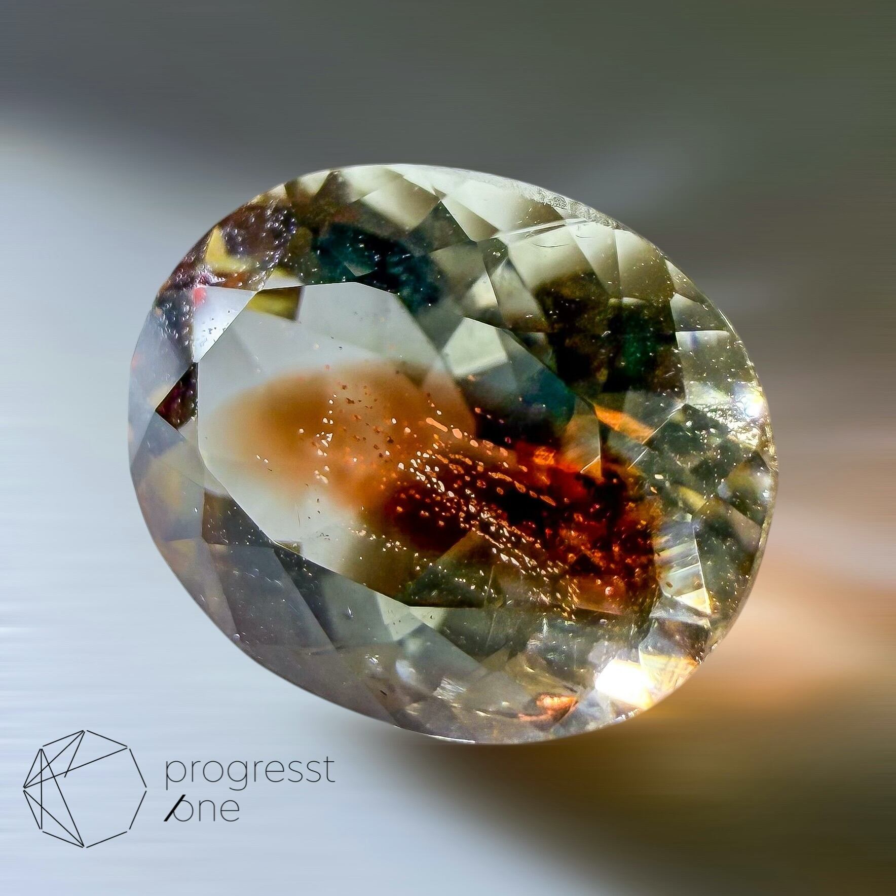 リツ希少なバイカラー!!ブルー入り★アメリカ産オレゴンサンストーン★ バイカラーオレゴンサンストーン2.39ct | progresstone