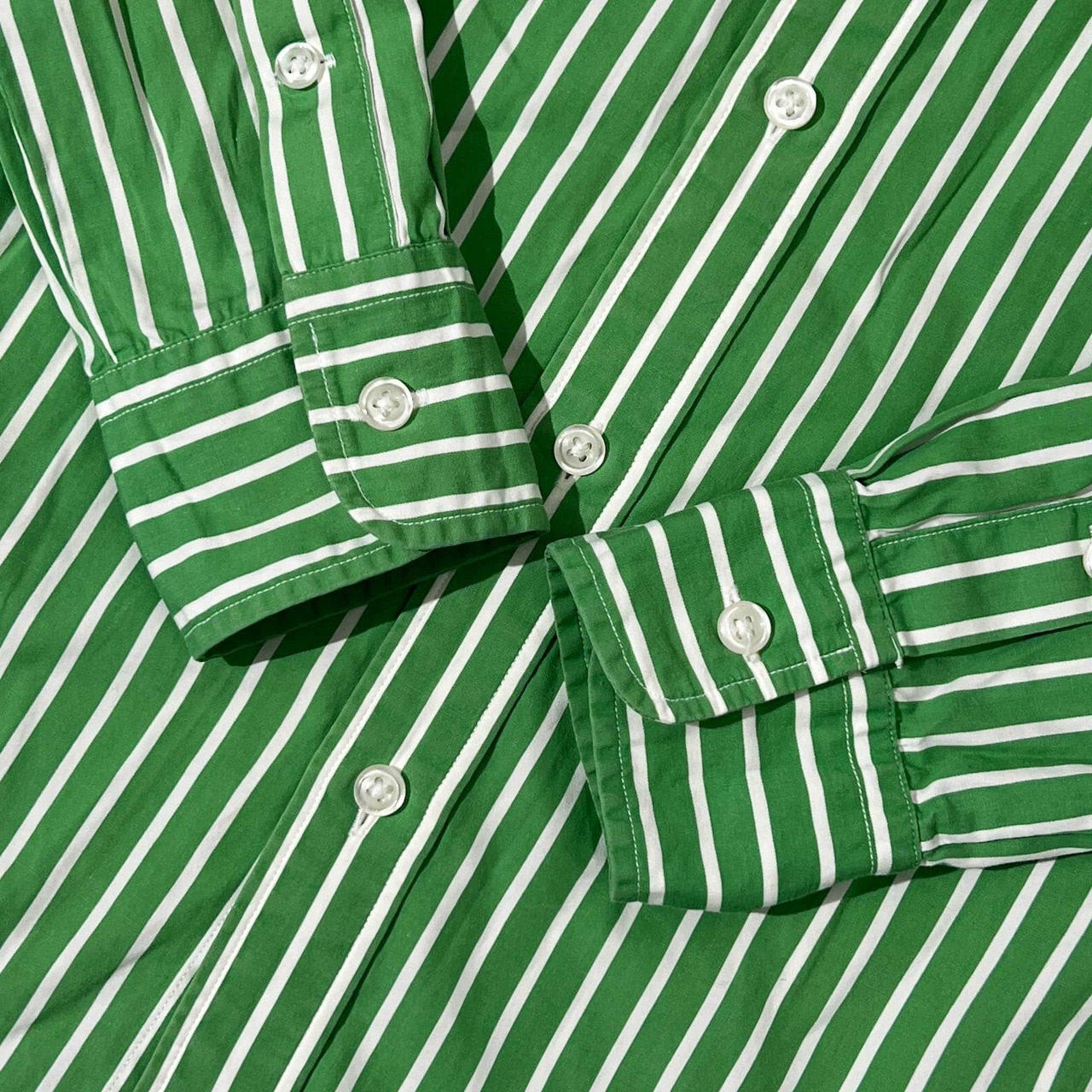 90s RALPH LAUREN SPORT ラルフローレン ストライプ 長袖シャツ 6/グリーン レディース ビンテージ