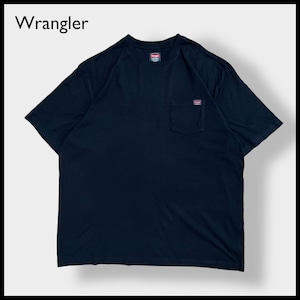 【Wrangler】ワンポイント ロゴ ポケットTシャツ ポケT WORKWEAR 3X-LARGE ビッグシルエット ゆるダボ ブラック ラングラー US古着