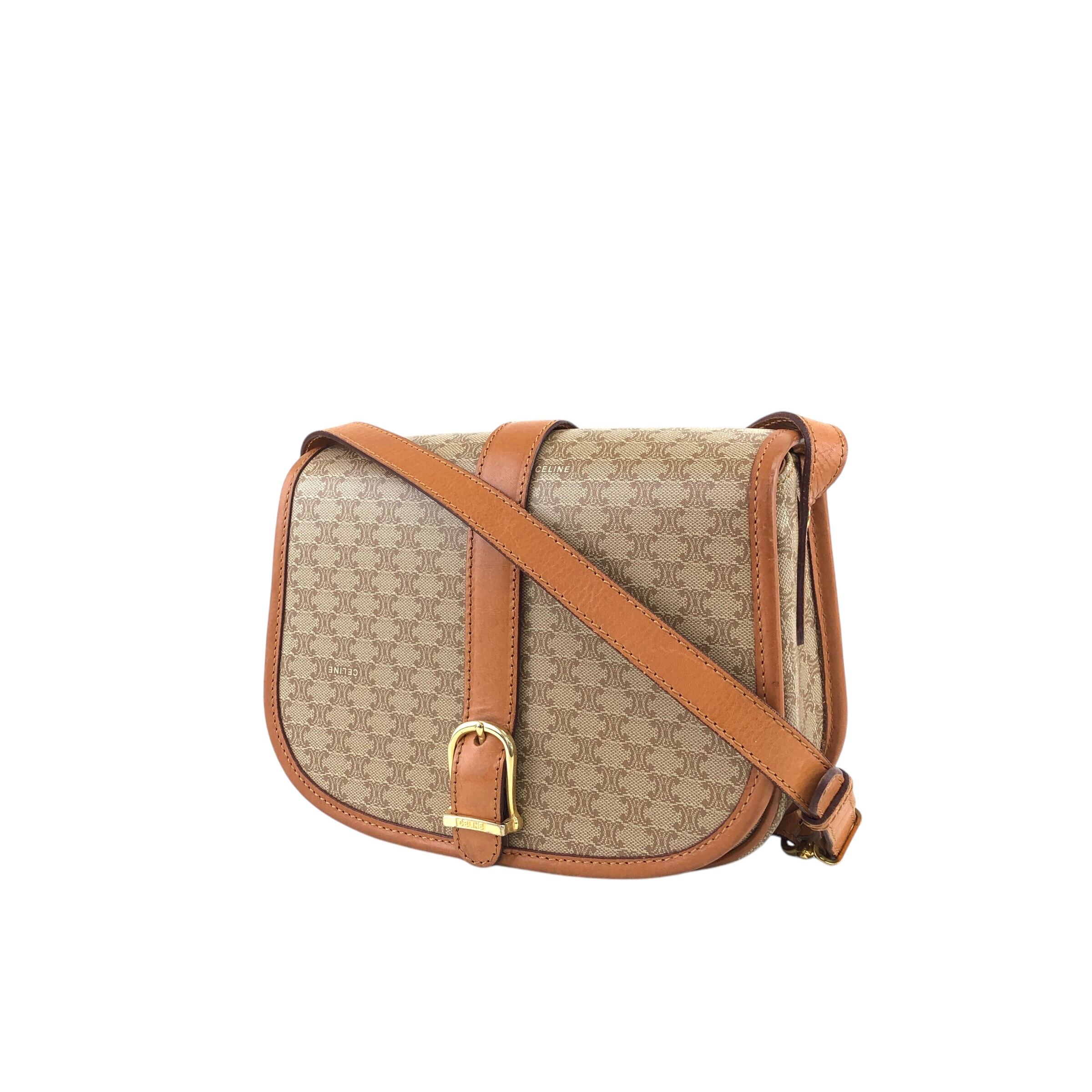 CELINE セリーヌ マカダム ショルダーバッグ ベージュ フロント