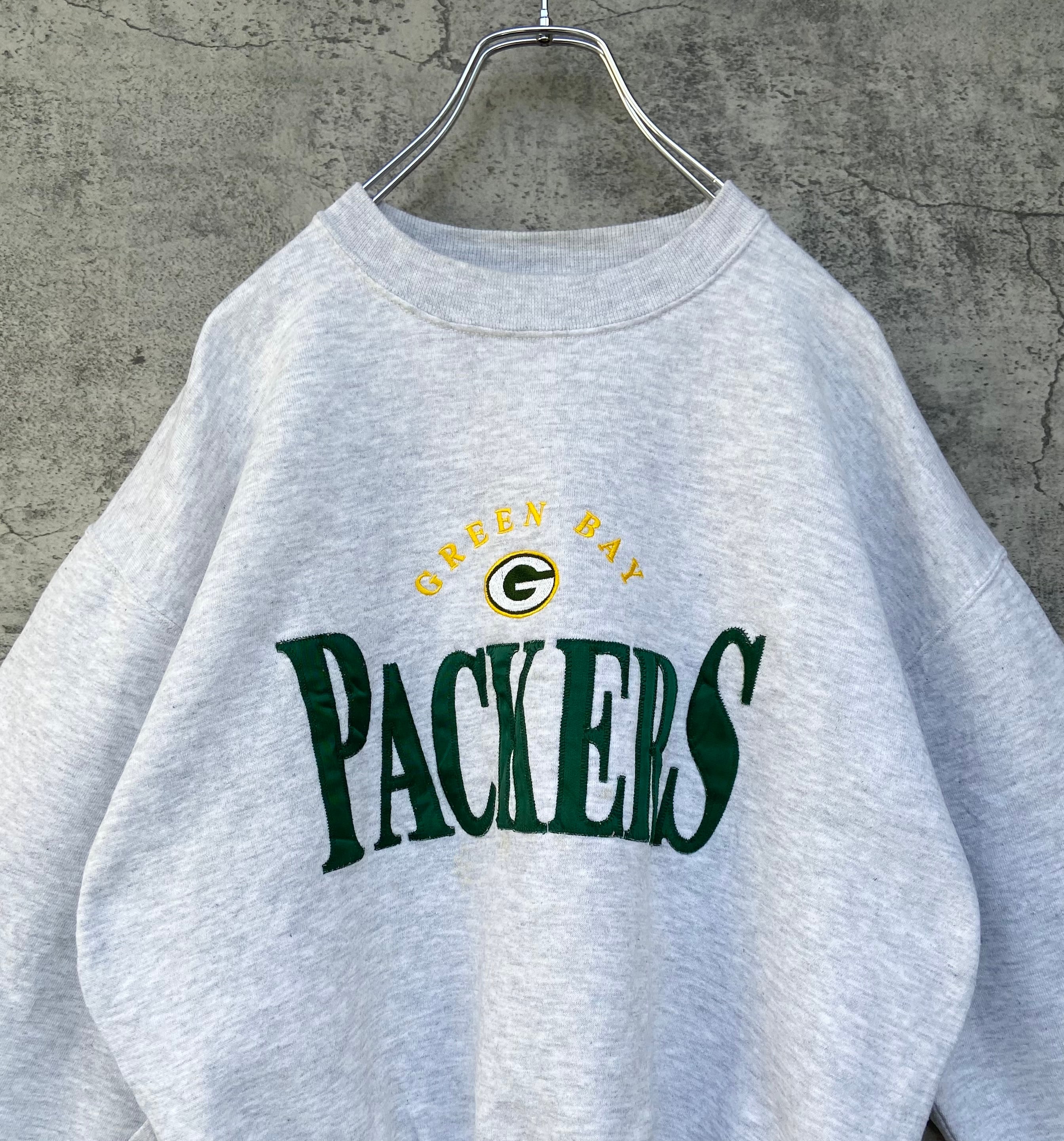 USA製 90s Green Bay Packersパッカーズ スウェット 刺繍 NFL デカロゴ 霜降り
