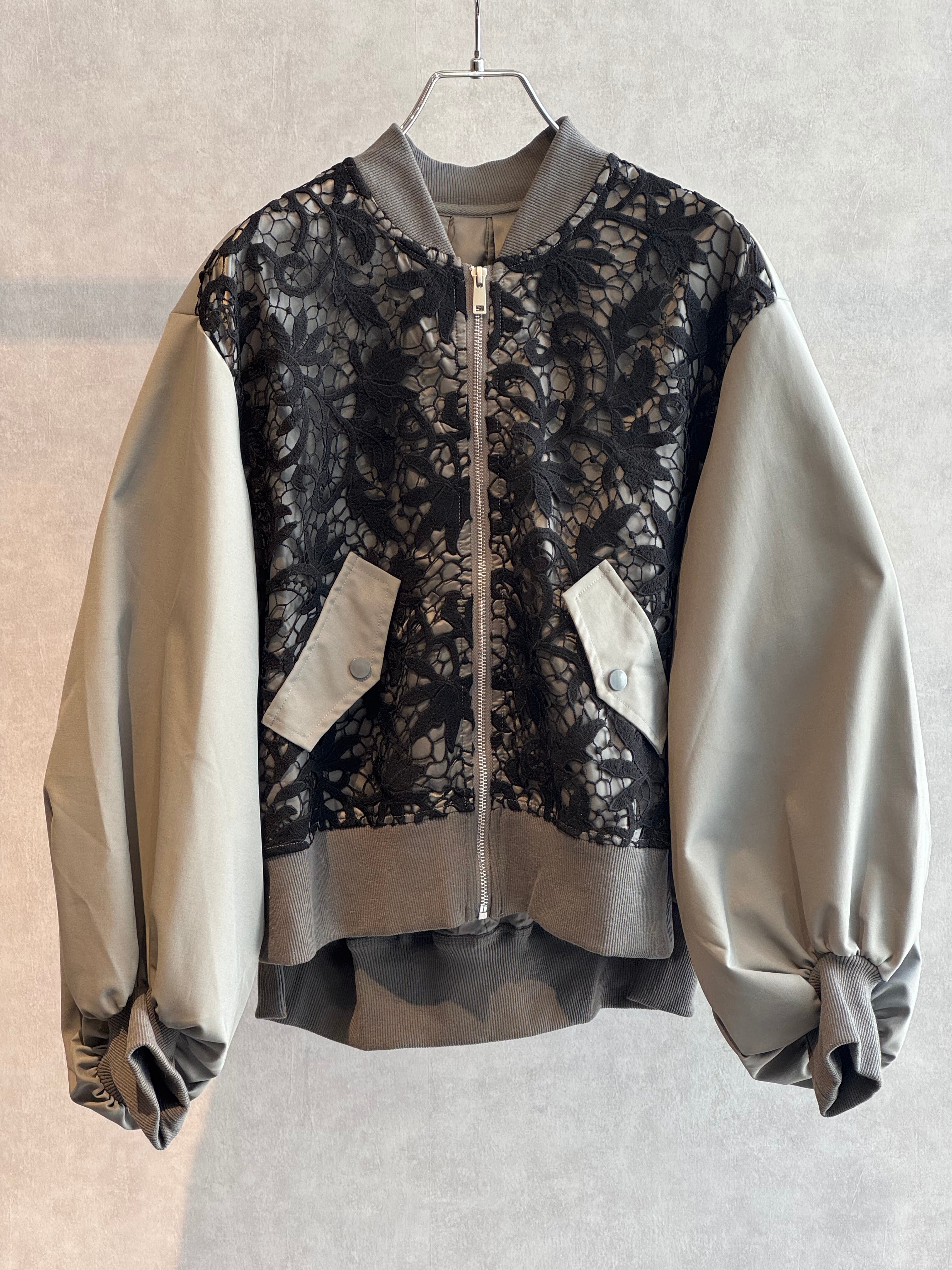 front lace volume sleeve slit jacket