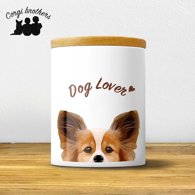 【 パピヨン 毛色4色 】 キャニスター　保存容器　お家用　プレゼント　犬　ペット　うちの子　犬グッズ