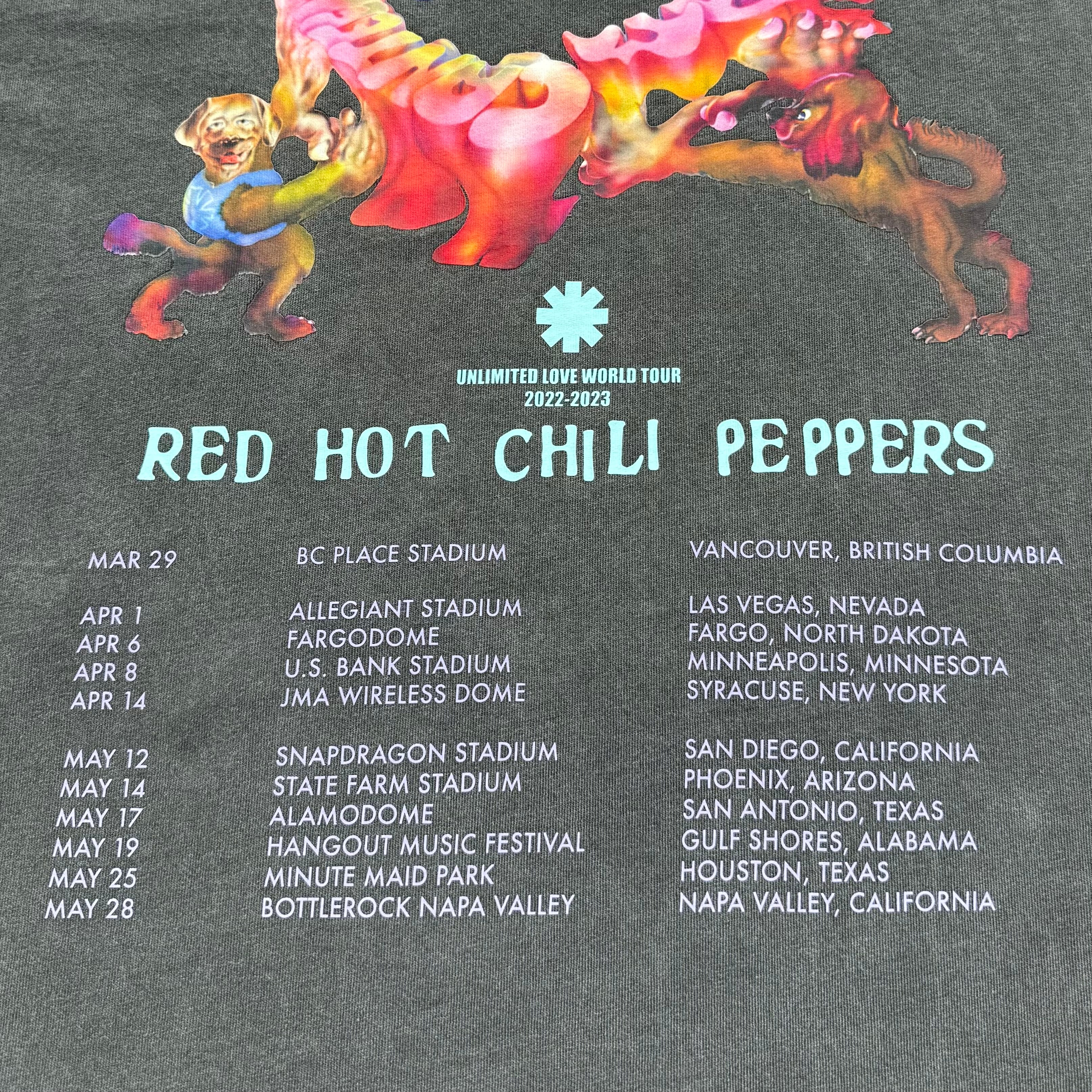 USED “RED HOT CHILI PEPPERS” 2022-2023 WORLD TOUR T-Shirt L