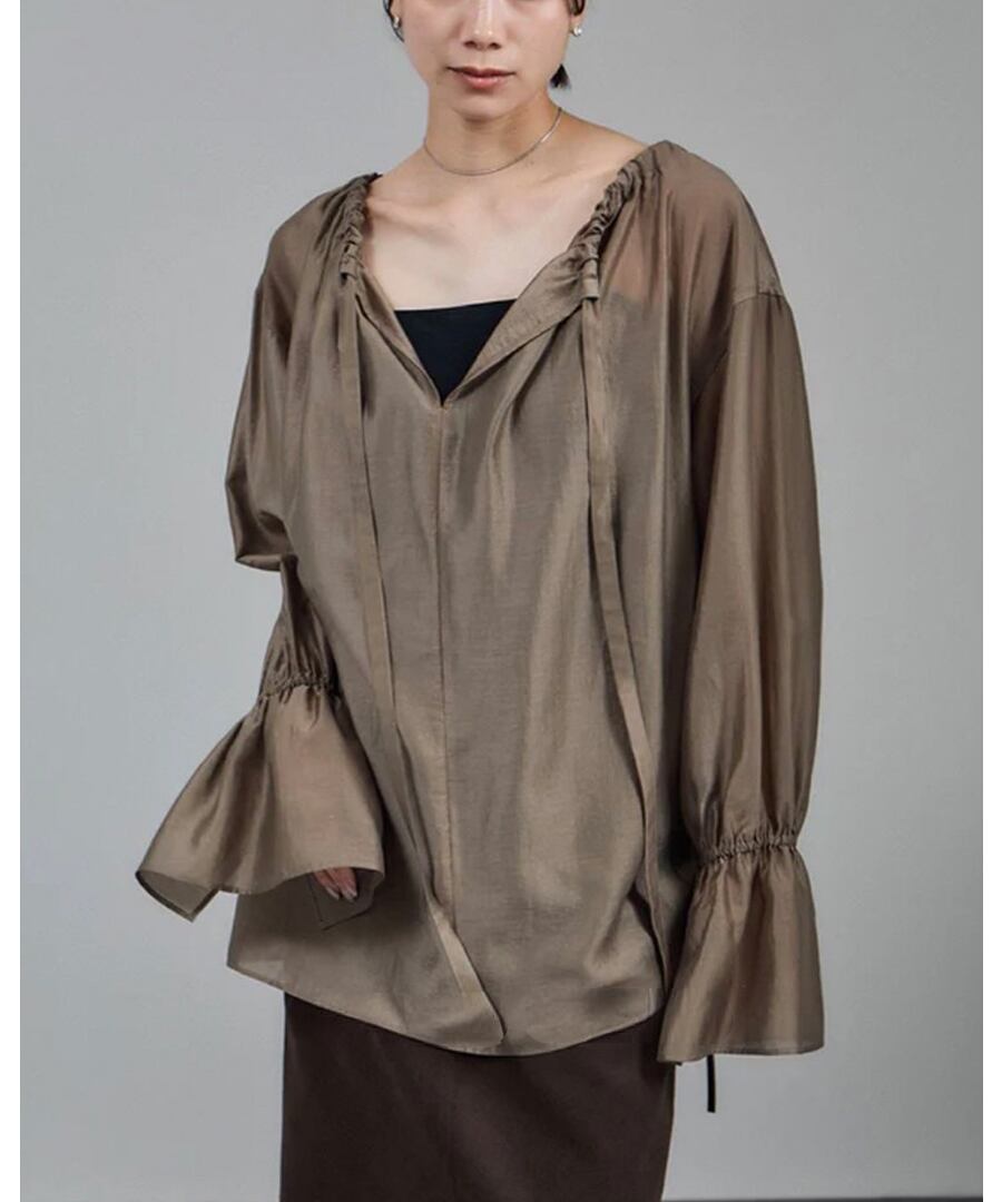 ラウンドネック◆キャンディースリーブシャツ【t-10433】