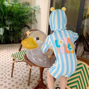 【夏作】帽子付きストライプスイムウェア