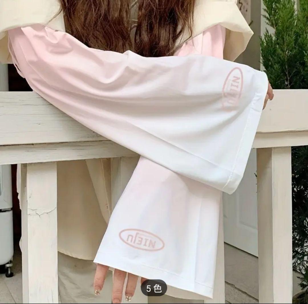 大人気♡アームスリーブ ピンク 白 ホワイト 日焼け UV 紫外線 カット 袖