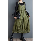 フロントジッパー Aライン サスペンダースカート  00121