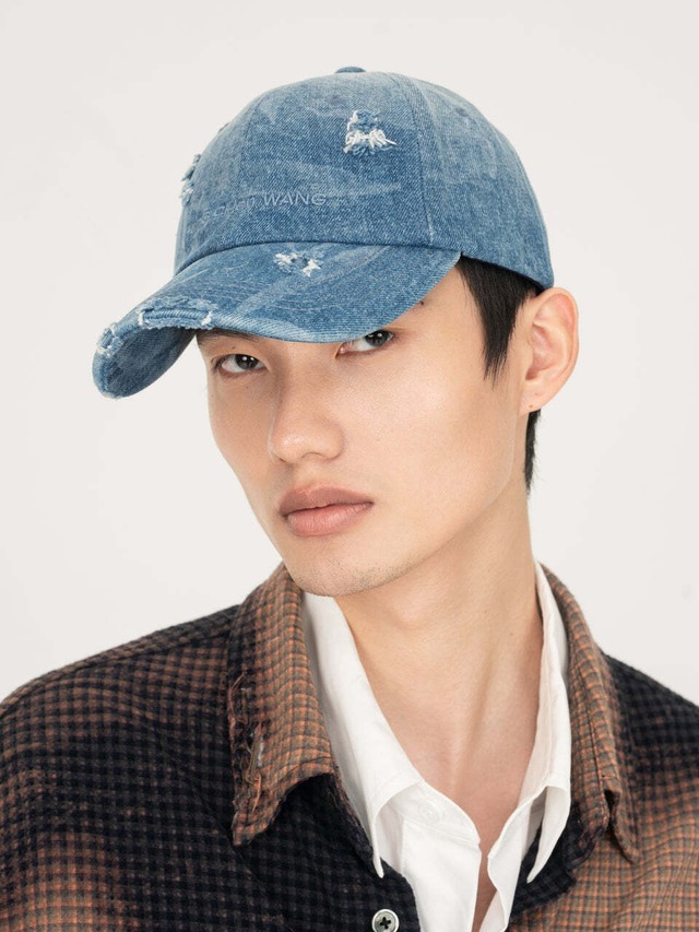 【26SS】 Feng Chen Wang フェンチェンワン / デニムキャップ / Blue Denim Washed Printed Baseball Cap