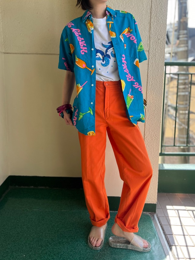 Vintage orange cotton simple pants ( ヴィンテージ オレンジ コットン シンプル パンツ )