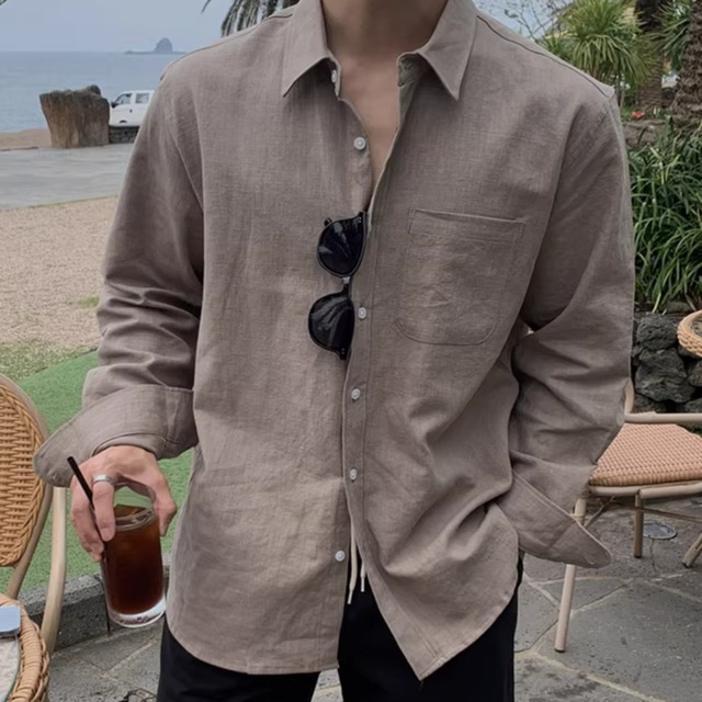 cotton and linen long-sleeved summer shirt（LMU0193）