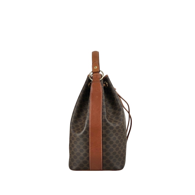 CELINE セリーヌ マカダム ショルダーバッグ ブラウン PVC レザー 2way 巾着 vintage ヴィンテージ オールド ifb2i4