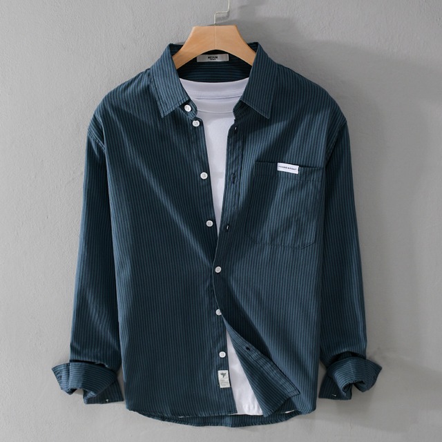 【M-3XL】Classic Stripe Long Sleeve Shirt / クラシックストライプ 長袖シャツ