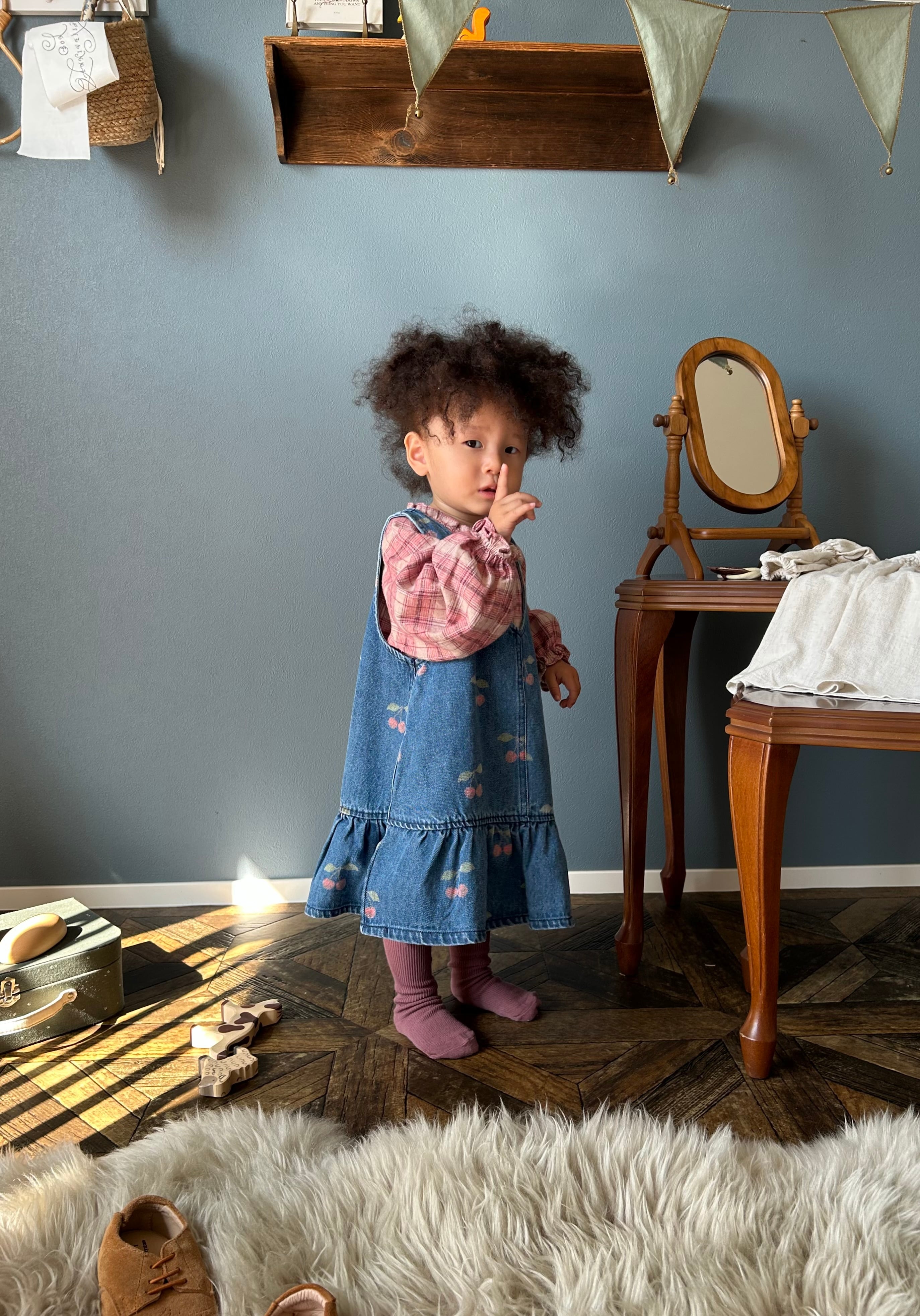 LAST/2Y,3Yのみ】MAGOT DRESS GOTS MA GRANDE CHERISE DENIM【Konges 