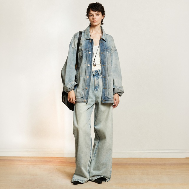 Oversize washed denim jacket A00134