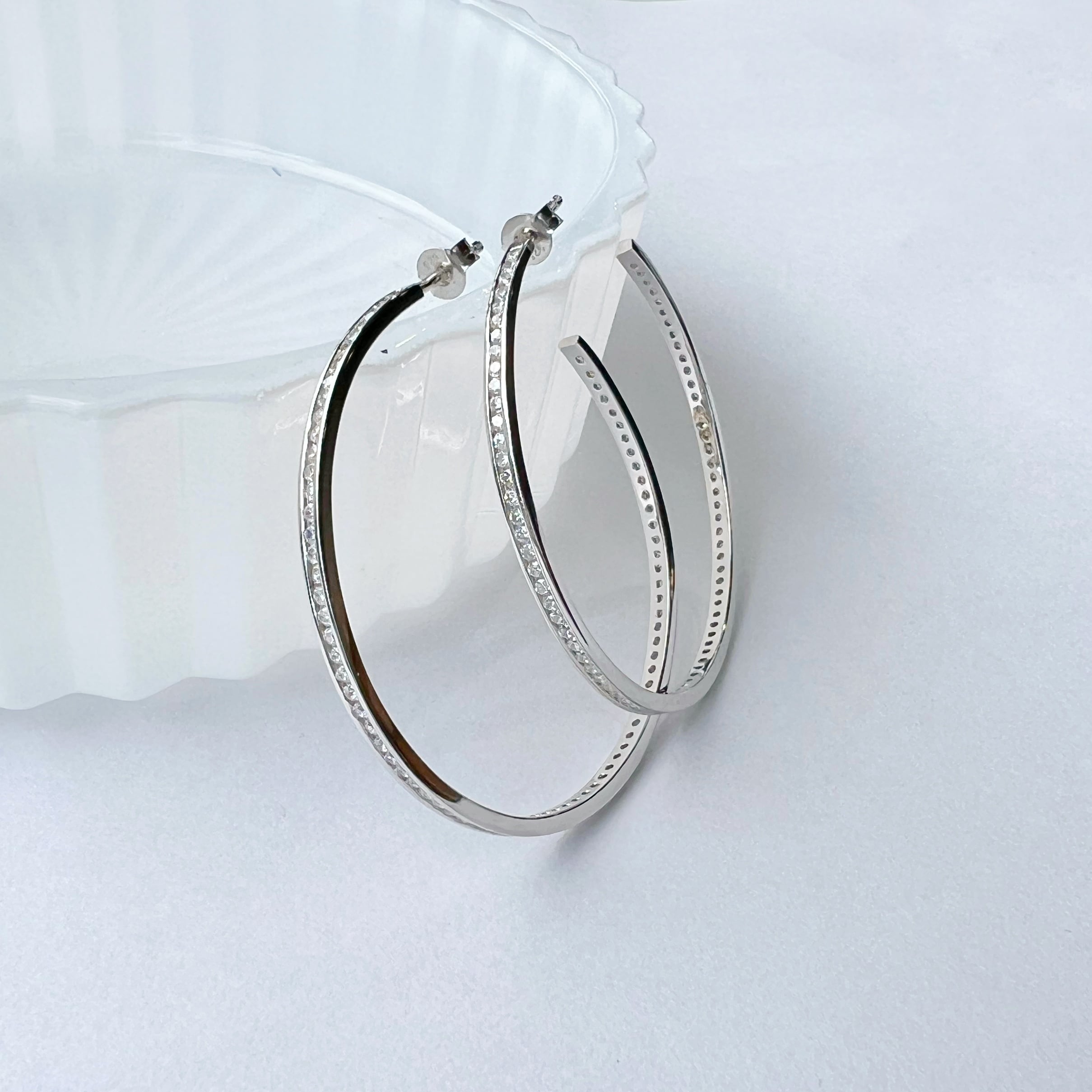 ジルコニア フープ 4.8cm スタッド ピアス