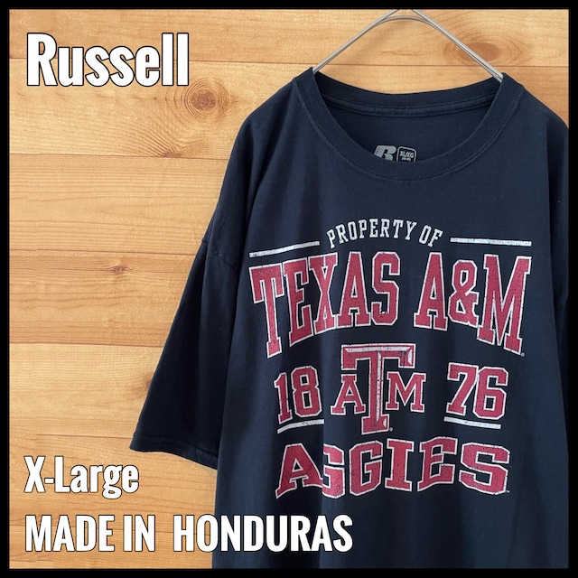 【Russell】カレッジ テキサスA&M大学 プリント Tシャツ XL ビッグサイズ アメリカンフットボール AGGIES US古着