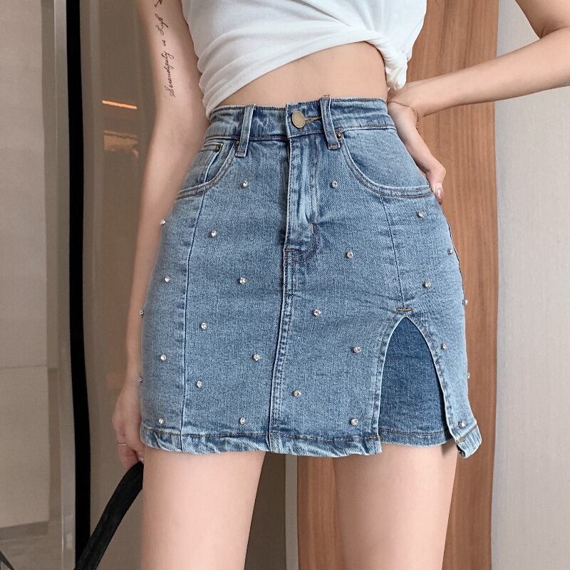 スタンダードスカート サマーハイウェストAラインパンツ レトロ 夏物 ハンチェンe22530254311