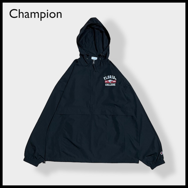 【champion】アノラックパーカー プルオーバー ジャケット ハーフジップ ウィンドウブレーカー ワンポイントロゴ プリント フーディー カレッジ フロリダ大学 FLORIDA COLLEGE XL ビッグシルエット ライトアウター 春物 us古着