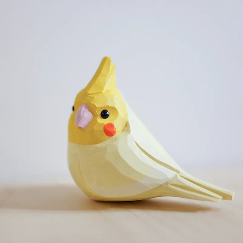 グレー+イエロー2点セット 木彫り 小鳥 オカメインコ 置物 かわいい 癒し系 手作り風 卓上オブジェ デスク飾り インテリア雑貨 リビング 玄関 寝室 新婚祝い 結婚祝い ギフト プレゼント 商品画像10