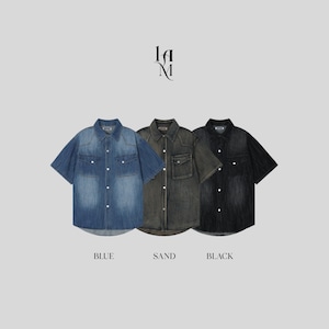 Premium Washed Sleek Denim Short Shirt (3color)